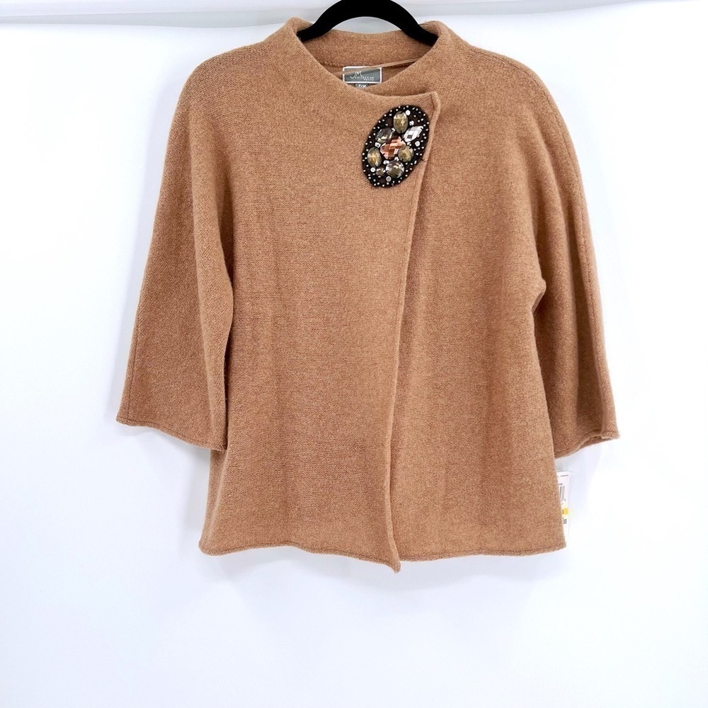 JM Collection Women's 100# wool 3/4 Sleeve Cardigan size M Petite - Picture 2 of 14